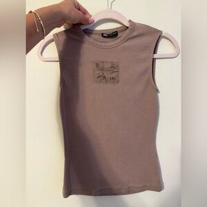 Zara Crew Neck Tank Top in Dusty Mauve